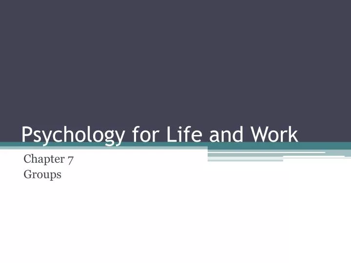 psychology for life and work