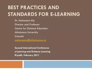 BEST PRACTICES AND STANDARDS FOR E-LEARNING