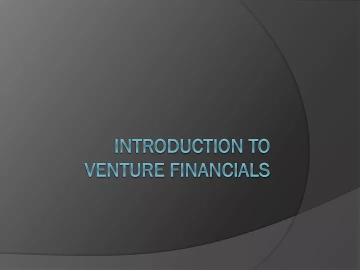 introduction to venture financials