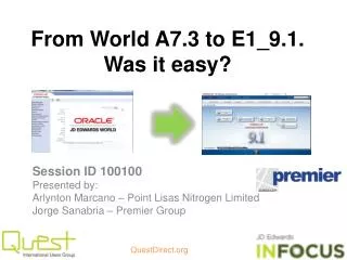 From World A7.3 to E1_9.1. Was it easy?