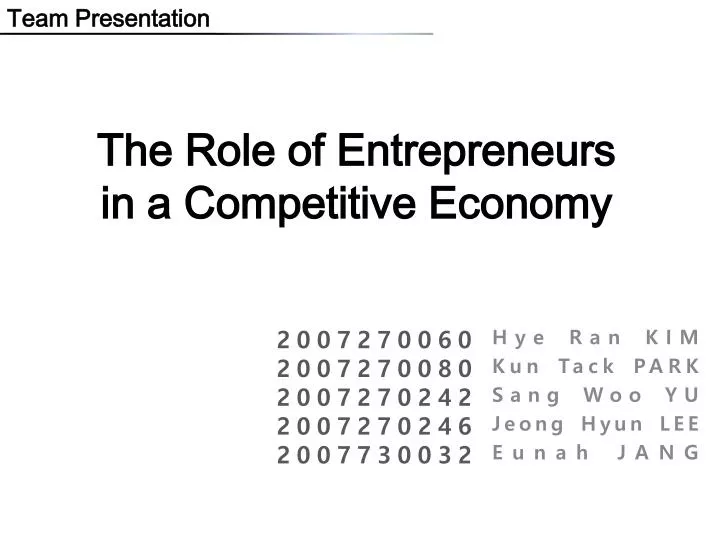 the role of entrepreneurs in a competitive economy
