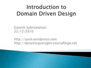 Introduction to Domain Driven Design