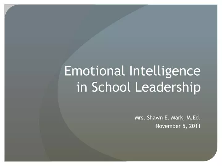 emotional intelligence in school leadership