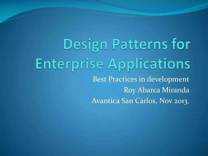design patterns for enterprise applications