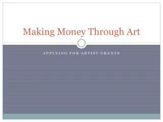Making Money Through Art