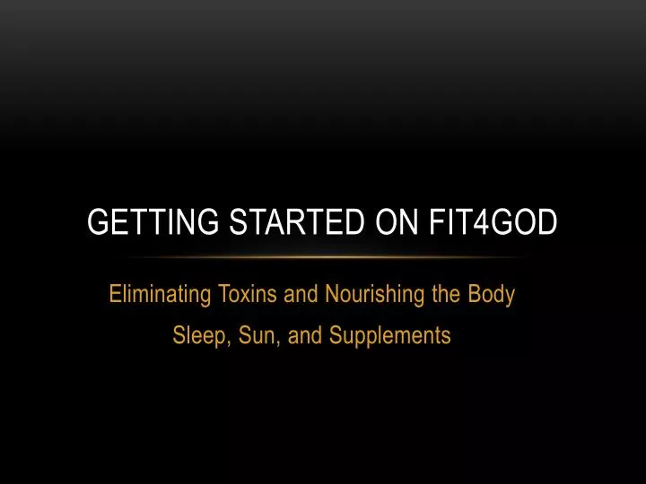 getting started on fit4god