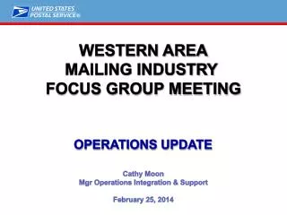 WESTERN Area MAILING INDUSTRY Focus Group Meeting