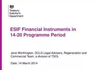 ESIF Financial Instruments in 14-20 Programme Period