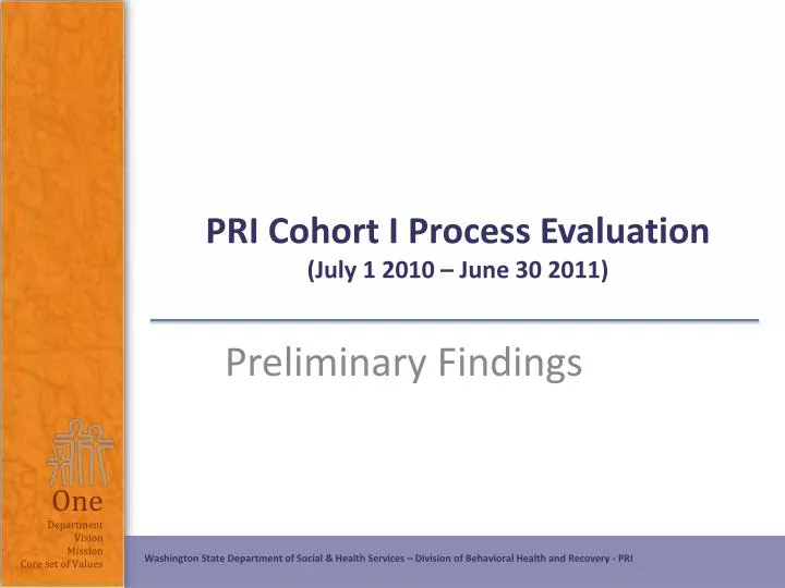 pri cohort i process evaluation july 1 2010 june 30 2011