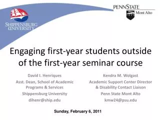 Engaging first-year students outside of the first-year seminar course