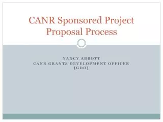 CANR Sponsored Project Proposal Process
