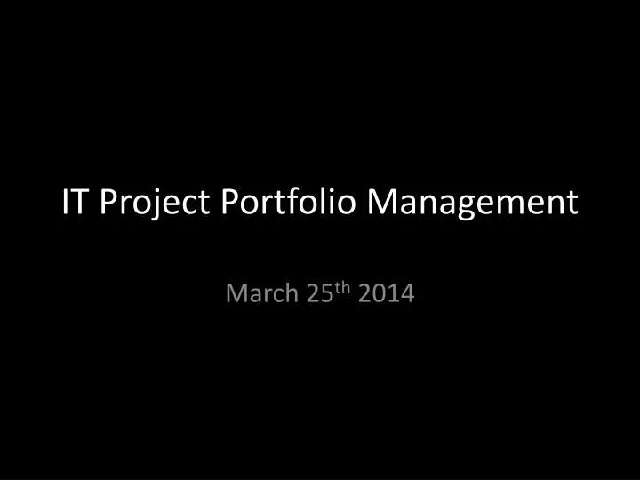 it project portfolio management