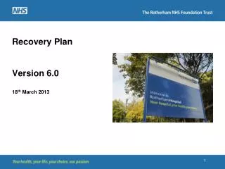 Recovery Plan Version 6.0 18 th March 2013