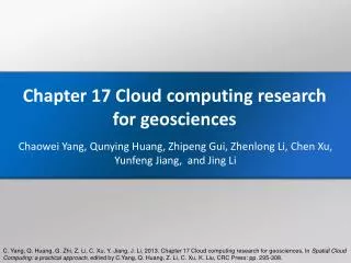 Chapter 17 Cloud computing research for geosciences