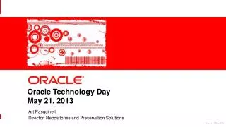 Oracle Technology Day May 21, 2013