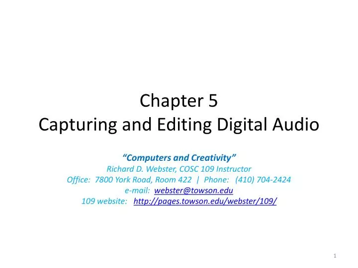 chapter 5 capturing and editing digital audio
