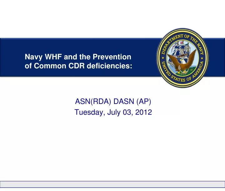 navy whf and the prevention of common cdr deficiencies