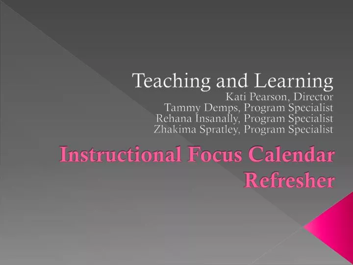 instructional focus calendar refresher