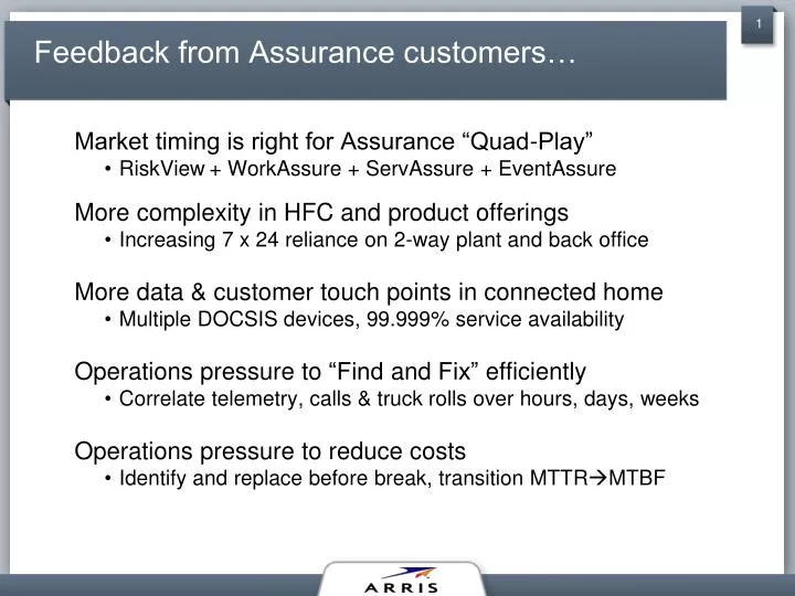 feedback from assurance customers