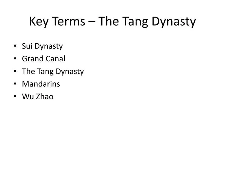 key terms the tang dynasty