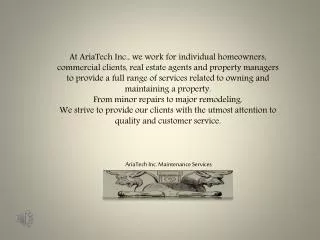 AriaTech Inc. Maintenance Services