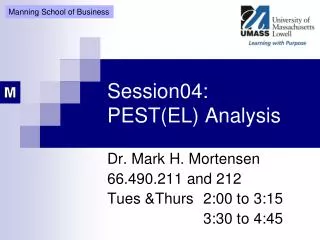 Session04: PEST(EL) Analysis