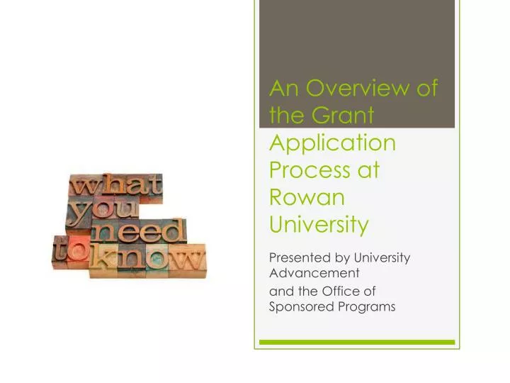 an overview of the grant application process at rowan university