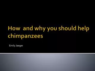 How and why you should help chimpanzees