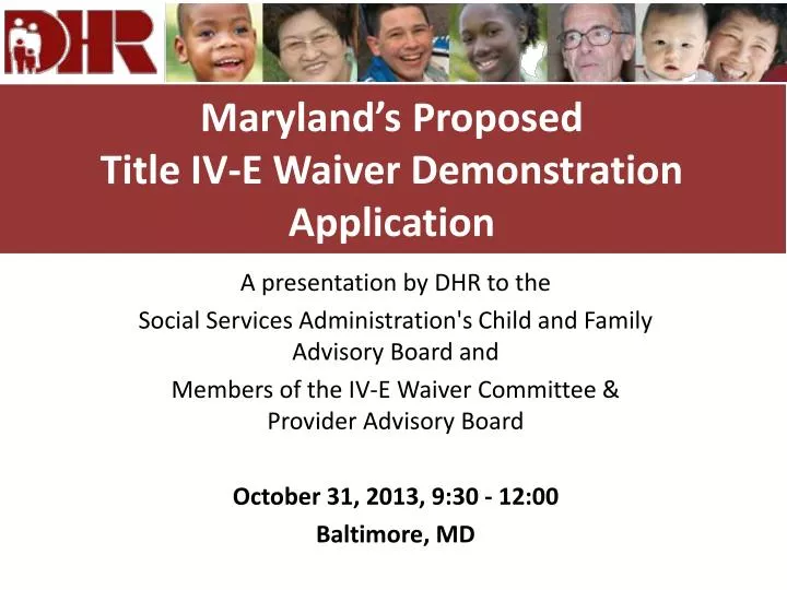 maryland s proposed title iv e waiver demonstration application
