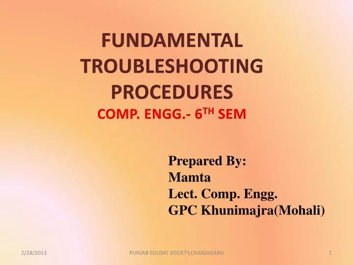 fundamental troubleshooting procedures comp engg 6 th sem