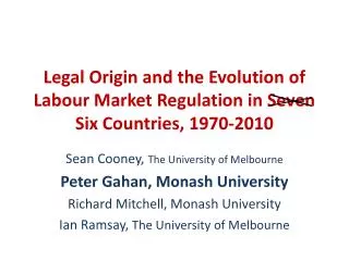 Legal Origin and the Evolution of Labour Market Regulation in Seven Six Countries, 1970-2010