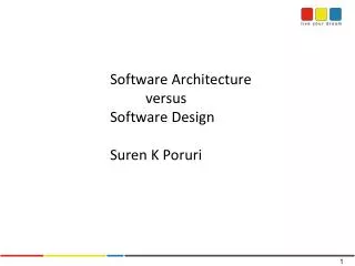 Software Architecture 			versus 		Software Design Suren K Poruri