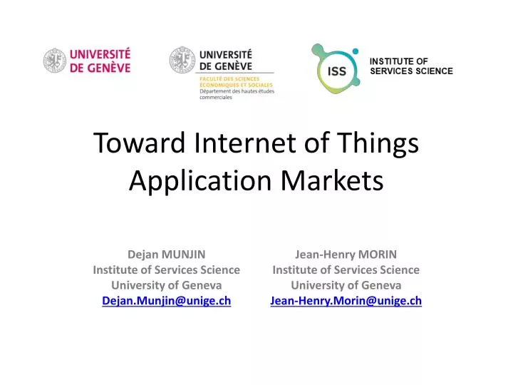 toward internet of things application markets