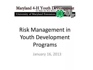 Risk Management in Youth Development Programs