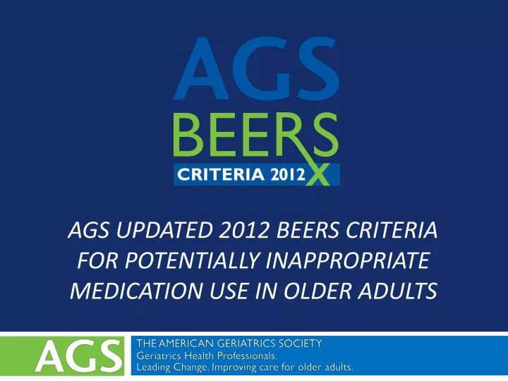 ags updated 2012 beers criteria for potentially inappropriate medication use in older adults