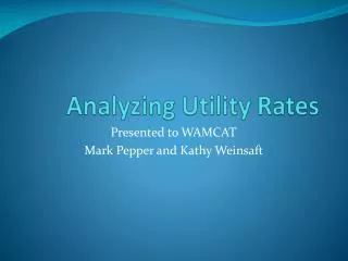 Analyzing Utility Rates
