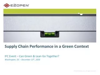 Supply Chain Performance in a Green Context