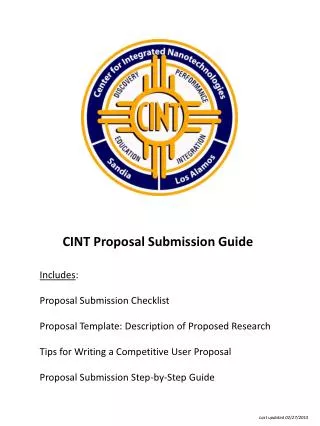 CINT Proposal Submission Guide