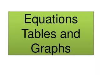 Equations Tables and Graphs