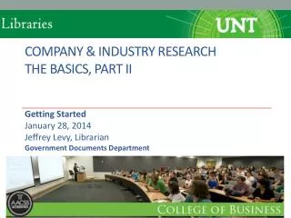 Company &amp; INDUSTRY RESEARCH THE basics , part II
