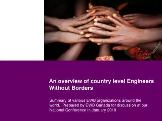 An overview of country level Engineers Without Borders