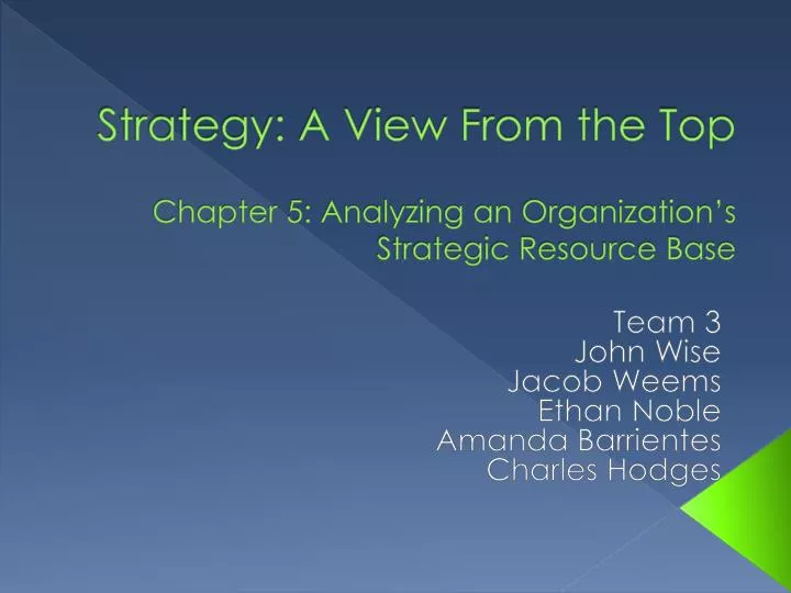 strategy a view from the top chapter 5 analyzing an organization s strategic resource base