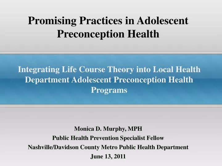 promising practices in adolescent preconception health