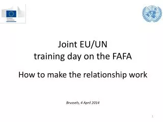 Joint EU/UN training day on the FAFA How to make the relationship work