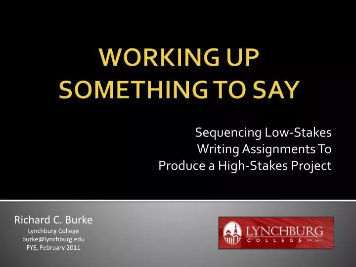 sequencing low stakes writing assignments to produce a high stakes project