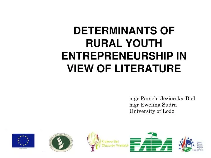 determinants of rural youth entrepreneurship in view of literature