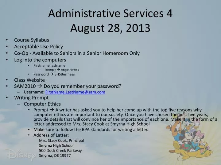 administrative services 4 august 28 2013