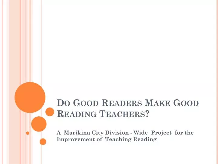 do good readers make good reading teachers