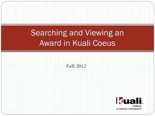 Searching and Viewing an Award in Kuali Coeus