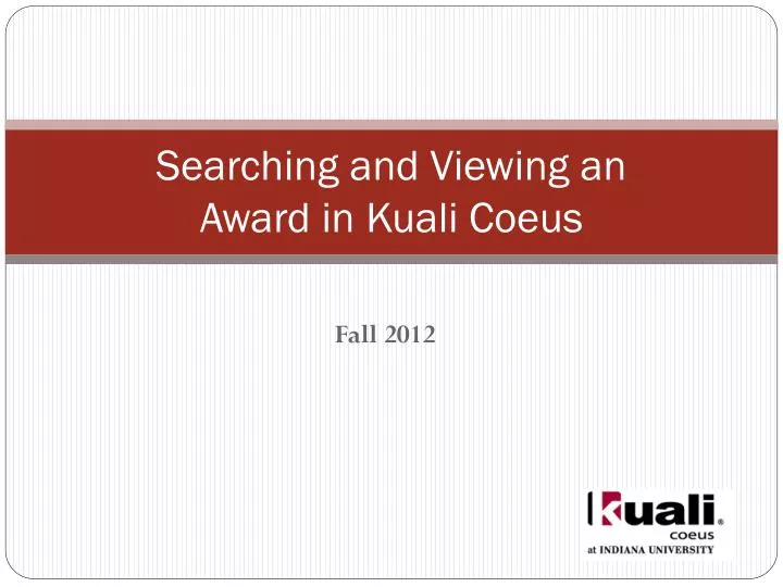 searching and viewing an award in kuali coeus